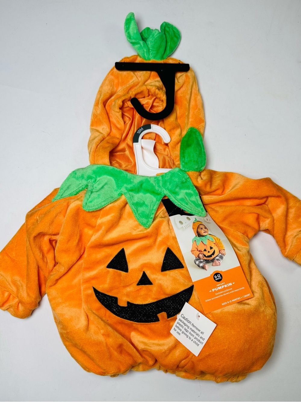 Hyde & Eek Infant Pumpkin Halloween Costume 6-12 Months Jack O Lantern Hooded